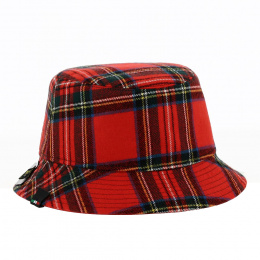 Reversible Bucket Hat Red Check Wool - Traclet
