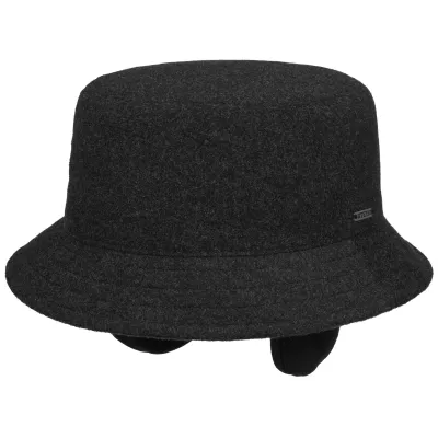 Wool & Cashmere Bucket Hat with Ear Flaps Anthracite - Stetson Reference: 19187 | Traclet Hatmakers
