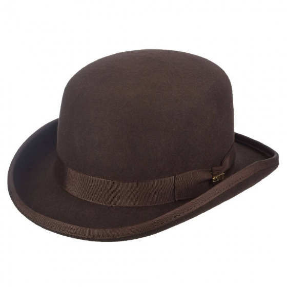 Chocolate Brown Wool Felt Bowler Hat - Traclet