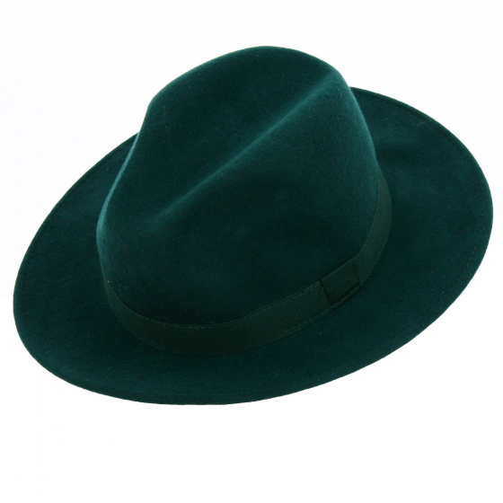 Green Waterproof Wool Felt Fedora Hat - Traclet Green Waterproof Wool Felt Fedora Hat - Traclet