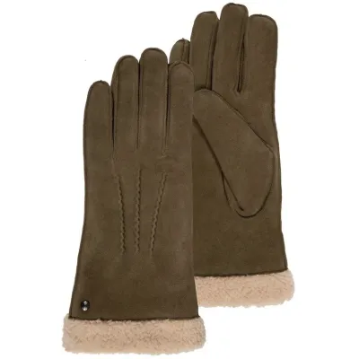 Women's Leather & Fur Gloves Olive - Isotoner Reference: 18939 | Chapellerie Traclet