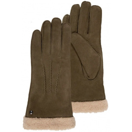Women's Gloves Leather and fur Olive - Isotoner