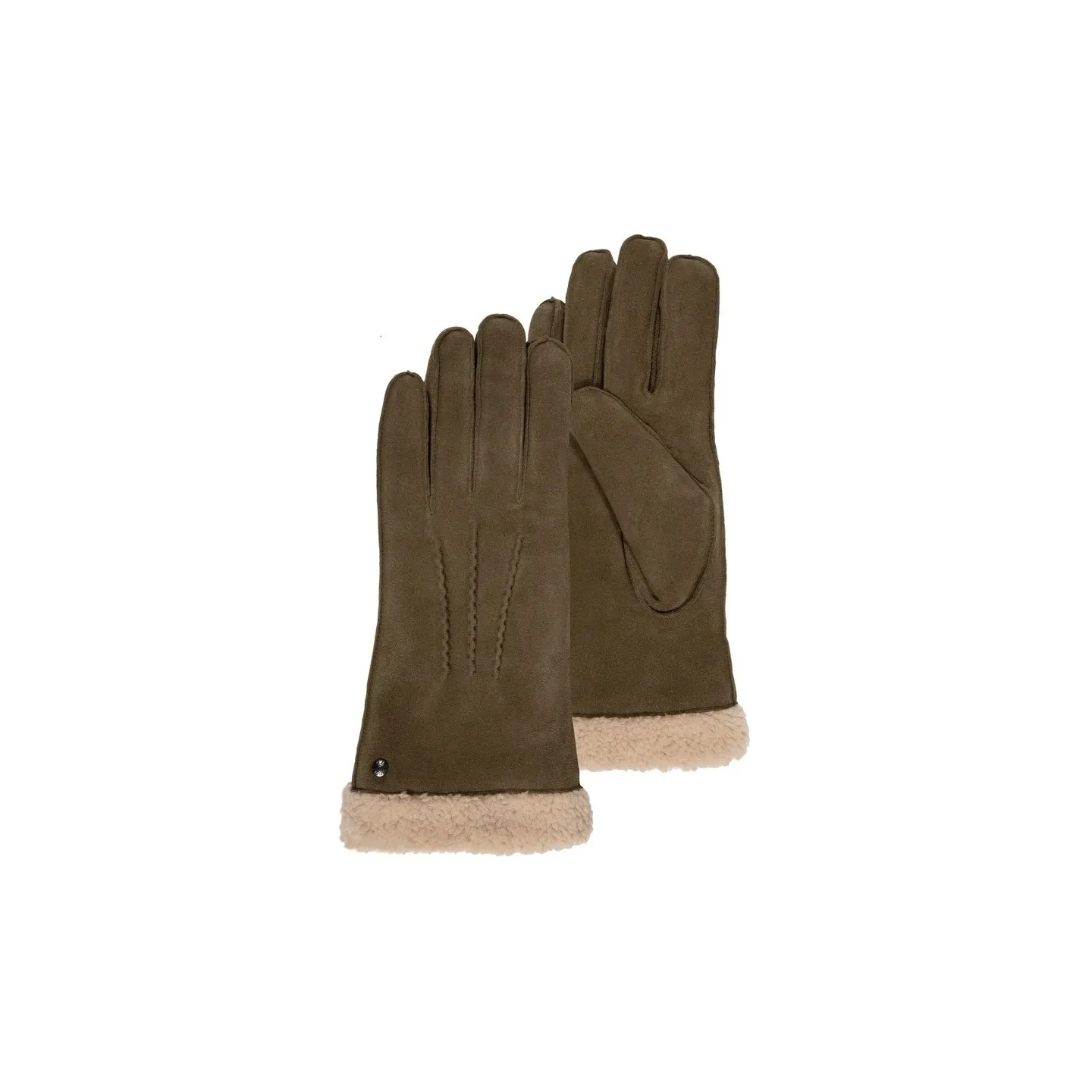 Women's Leather & Fur Gloves Olive - Isotoner Reference: 18939 | Chapellerie Traclet