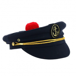 Navy Captain's Cap with red pompom