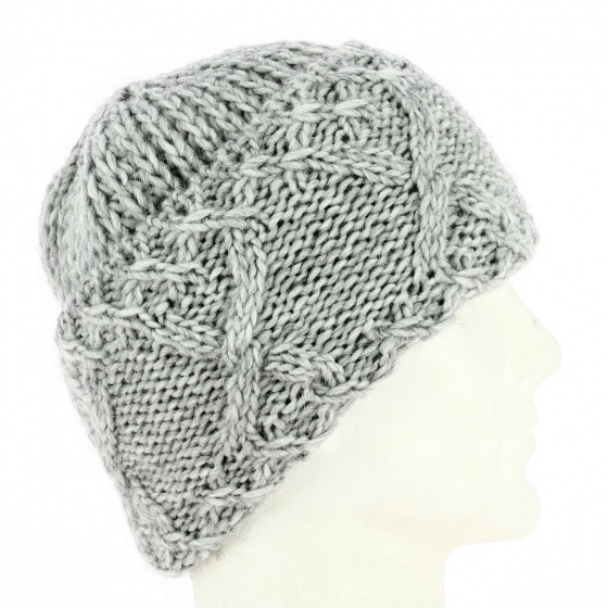 Florinda Wool & Alpaca Gray Burgundy Beanie - Traclet
