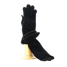 Fancy wool gloves for women with leather trim