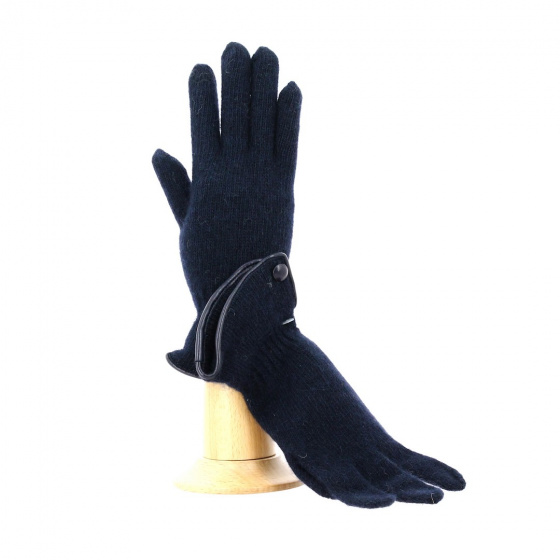 Fancy wool gloves for women with leather trim