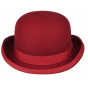 Red Wool Felt Bowler Hat - Traclet