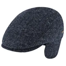 Casquette Plate Cache-Oreilles Jerzu Laine Chevrons Marine - Traclet