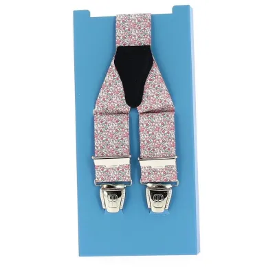 Pink suspenders with small flowers Reference: 11390 | Chapellerie Traclet