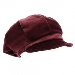 Newsboy Cap Lucile Velvet Wine Red - Traclet