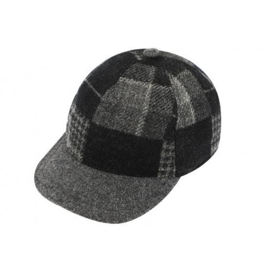 Casquette Baseball Aoste Patchwork Laine Anthracite - Traclet Casquette Baseball Aoste Patchwork Laine Anthracite - Traclet