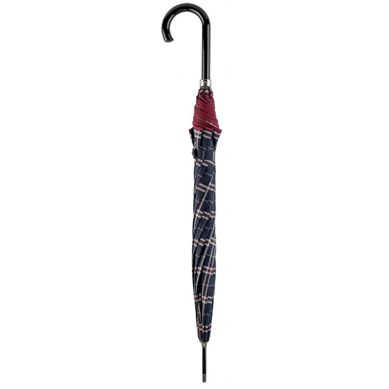 Parapluie Canne Femme Rouge Finition Marinière - Piganiol Parapluie Canne Femme Rouge Finition Marinière - Piganiol