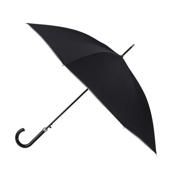 Parapluie Canne Femme Noir Finition Marinière - Piganiol Parapluie Canne Femme Noir Finition Marinière - Piganiol