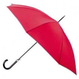 Parapluie Canne Femme Rouge Finition Marinière - Piganiol