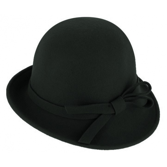 Lidia Wool Felt Cloche Hat black - Traclet
