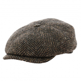 Mozart Brown Herringbone Hatteras Cap - Traclet