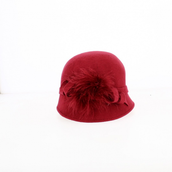Chapeau Cloche Sophia Feutre Laine Rouge - Traclet
