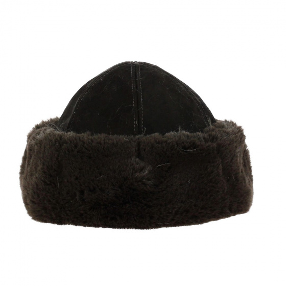 Women's Alevtina Leather Brown Fur Hat - Traclet
