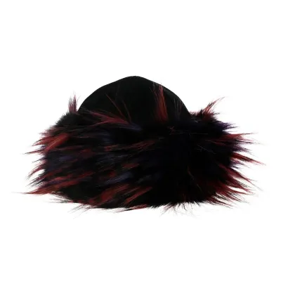 Toque Nastasia Cuir & Fausse Fourrure violet rouge - Traclet