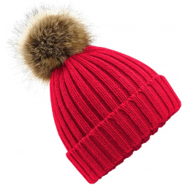 Red Cazine Pom Pom Beanie - Traclet