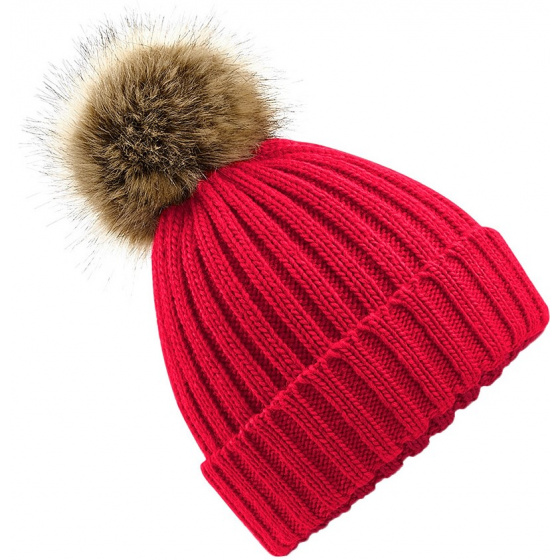 Red Cazine Pom Pom Beanie - Traclet