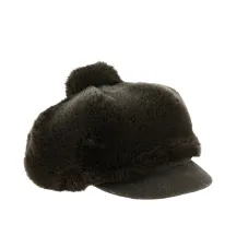 brown fur newsboy cap