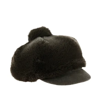 brown fur newsboy cap