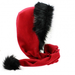 Scarf / Hood Shae Fleece & Faux Fur Red