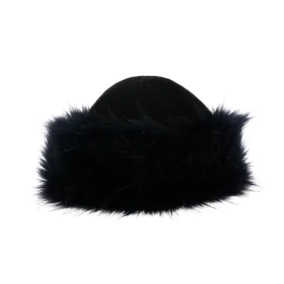Toque Ivanova Cuir & Fausse Fourrure Bleu - Traclet