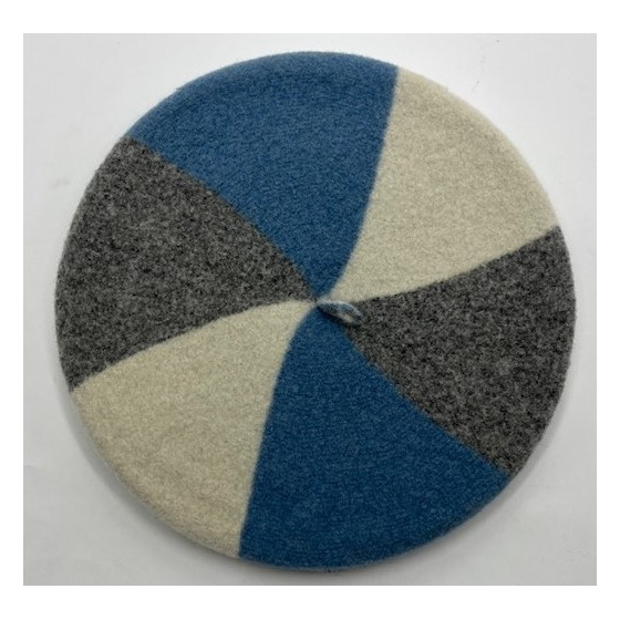 Blue Gray & Ecru Trio Beret - Le Béret Français