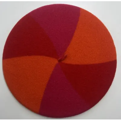 Red Orange & Fuchsia Trio Beret - Le Béret Français Reference: 19432| Chapellerie Traclet