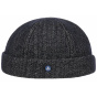 Navy Herringbone Wool Docker Beanie - Hammaburg