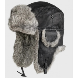 Harbor Leather & Fur Ushanka Black & Gray