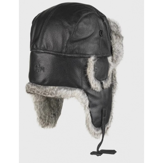 Harbor Leather & Fur Ushanka Black & Gray Harbor Leather & Fur Ushanka Black & Gray