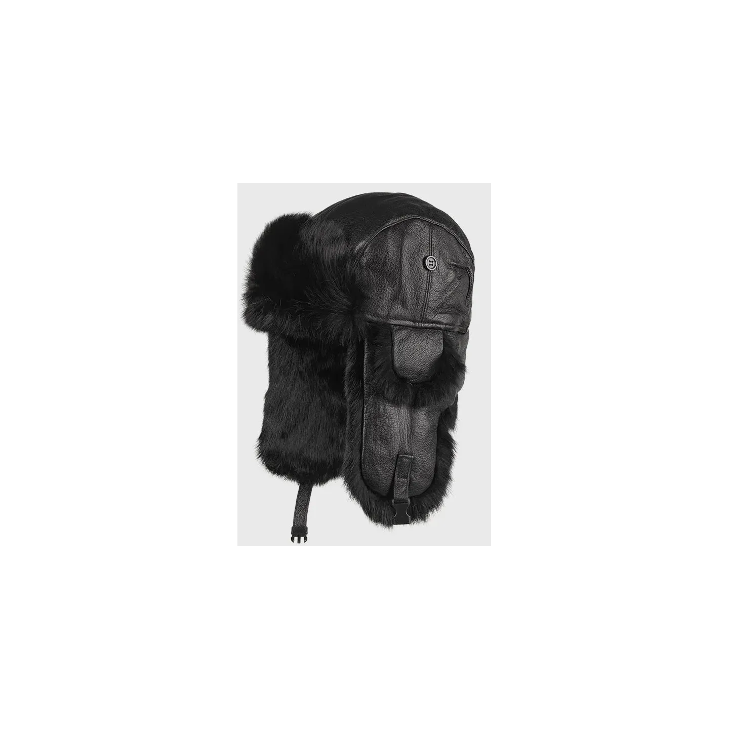 Chapka Harbor Cuir Noir & Fourrure Noir