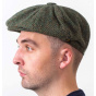 Irish Gatsby Cap Barco Wool Olive Herringbone - Hatman