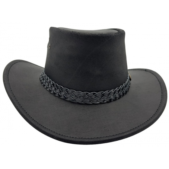 Australian Leather Hat Wallaroo Oil Black - Jacaru Australian Leather Hat Wallaroo Oil Black - Jacaru