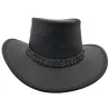 Chapeau Cuir Australien Wallaroo Oil Noir - Jacaru uv  UPF 50+- Jacaru Australia Reference : 19487| Chapellerie Traclet