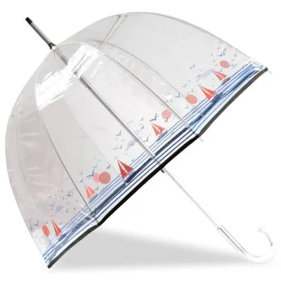 Transparent Bell Umbrella with Sailboat Pattern - Isotoner Reference: 19506| Traclet Hat Shop