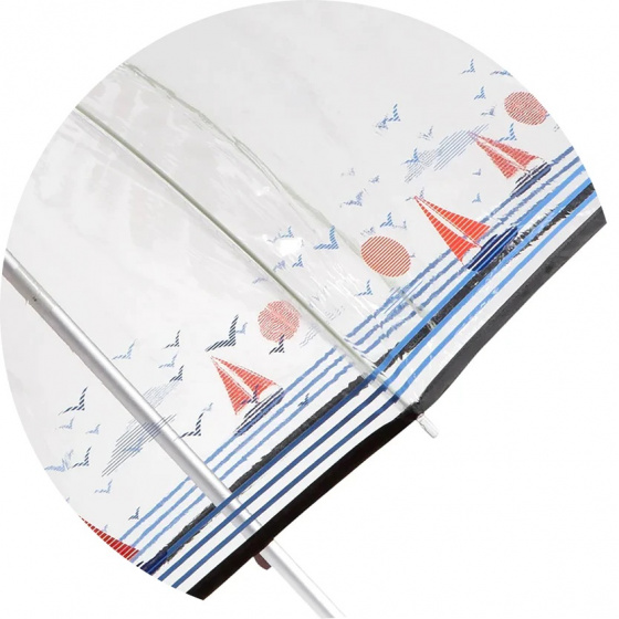 Transparent Bell Umbrella with Sailboat Pattern - Isotoner