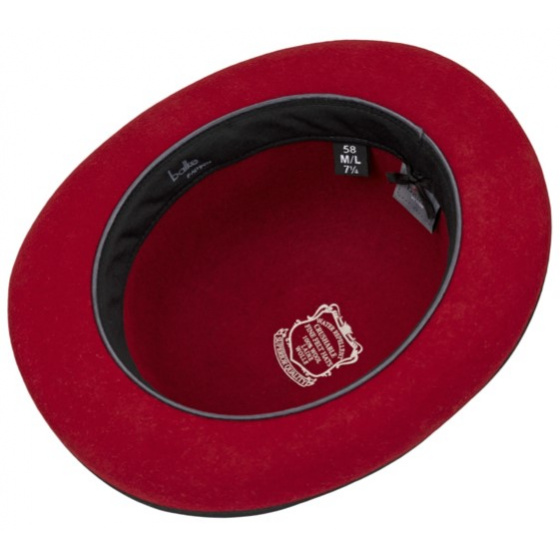 Foldable Marius Bowler Hat Red Felt - Traclet Foldable Marius Bowler Hat Red Felt - Traclet