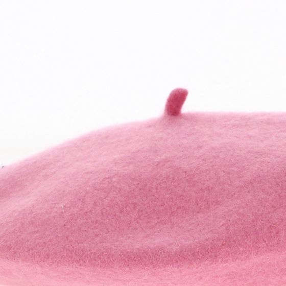 Classic Candy Pink Wool Beret - Traclet