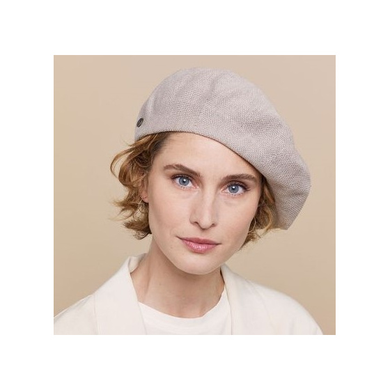 Greige Cotton Maxi Plumes Beret - Laulhère