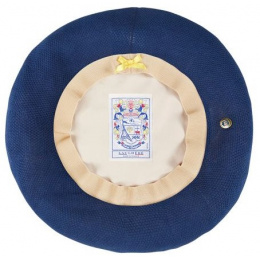 Blue Cotton Maxi Plumes Beret - Laulhère