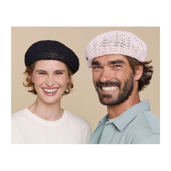 Black Cotton Summer Athleta Beret - Laulhère
