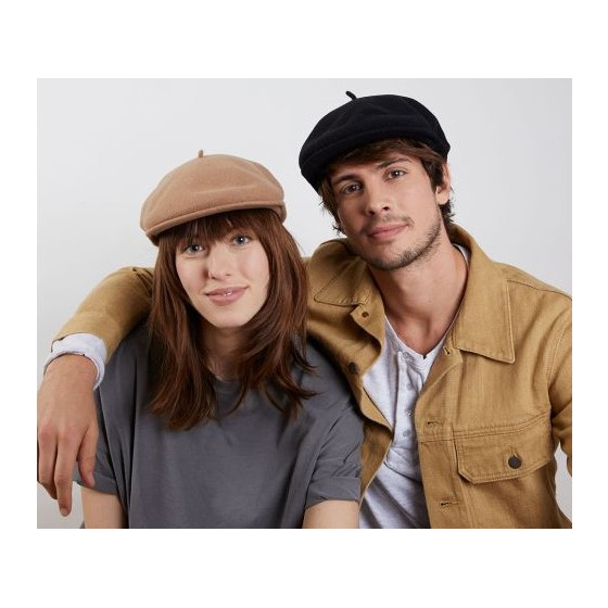 Wool Beret Cap Pau Black - Laulhère