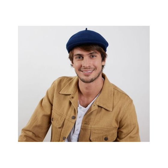Navy Pau Wool Beret Cap - Laulhère