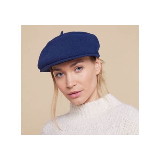Navy Pau Wool Beret Cap - Laulhère