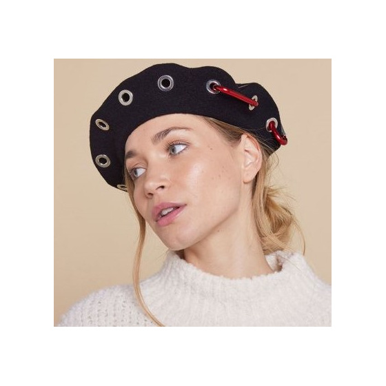 Black Wool Tartaro Beret - Heritage by Laulhère